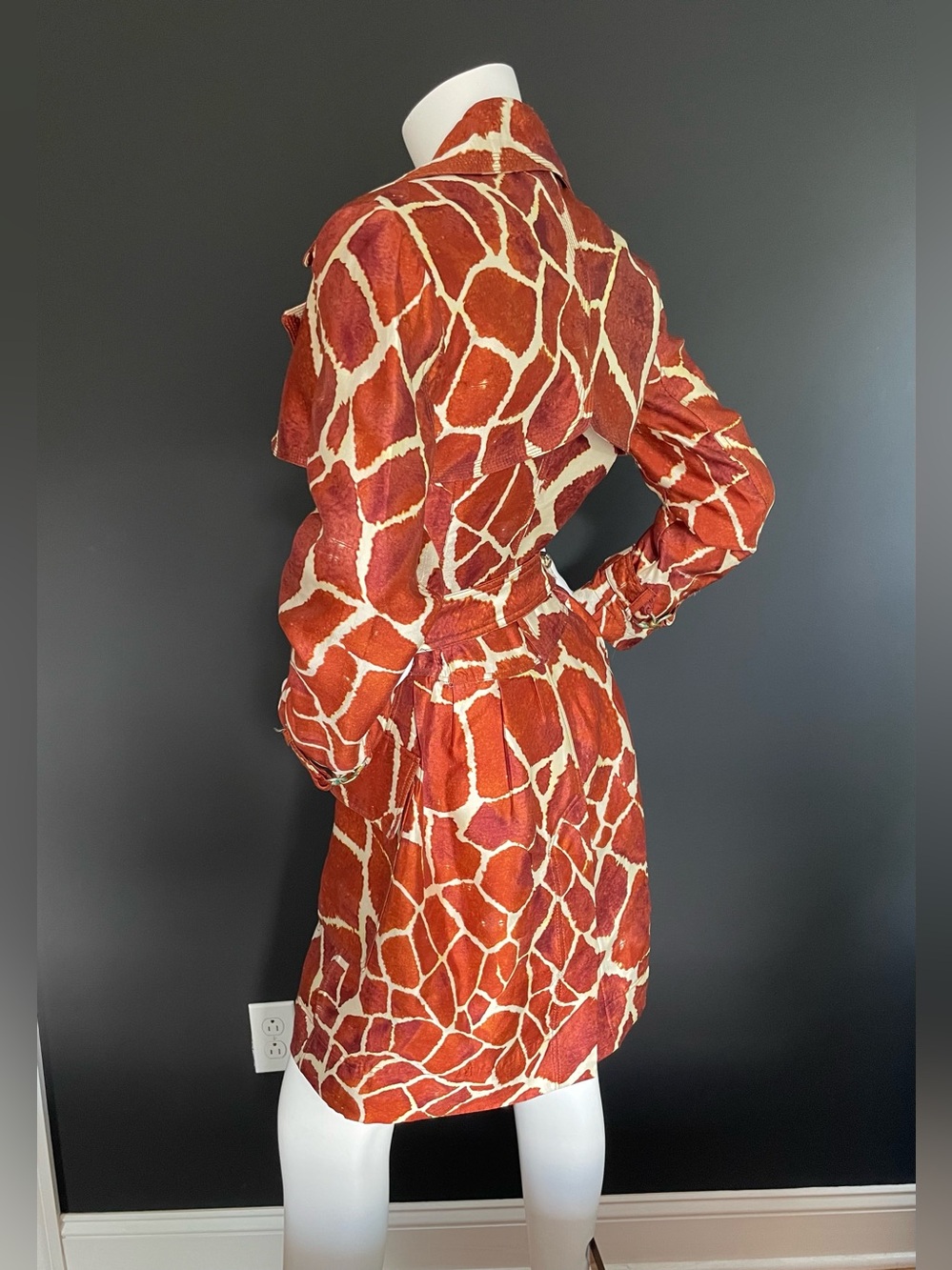 ROBERTO CAVALLI S/S 2006 Vintage Look #46 Giraffe Silk Trench Dress Coat 40IT - Picture 7 of 15